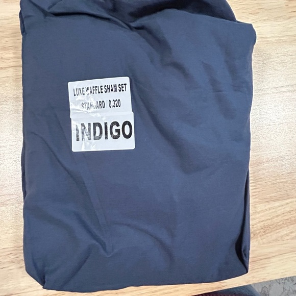 QUINCE Organic Luxe Waffle Shams Set Of 2 Standard Indigo 2775 - Picture 8 of 9